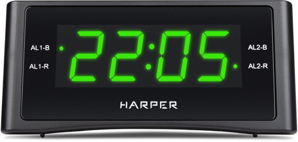 Радиобудильник Harper HCLK-1006 черный LED подсв:зеленая часы:цифровые AM/FM Радиобудильник Harper HCLK-1006 черный LED подсв:зеленая часы:цифровые AM/FM