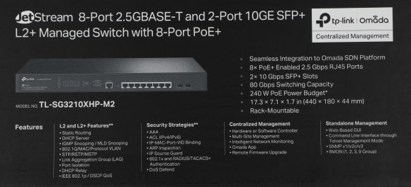 Коммутатор TP-Link SG3210XHP-M2 (L2+) 8x2.5Гбит/с 2SFP+ 8PoE+ 240W управляемый
