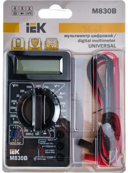 Мультиметр IEK Universal M830B цифровой черный (TMD-2B-830) Мультиметр IEK Universal M830B цифровой черный (TMD-2B-830)