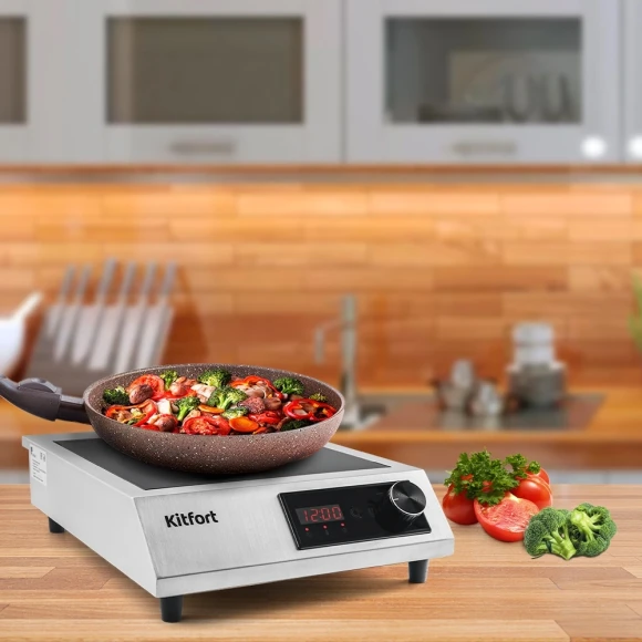 Плита Индукционная Kitfort КТ-142 серебристый/черный стеклокерамика (настольная) Плита Индукционная Kitfort КТ-142 серебристый/черный стеклокерамика (настольная)