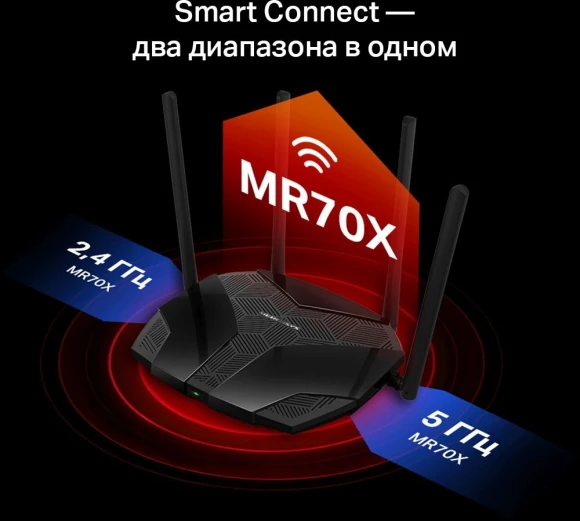 Роутер беспроводной Mercusys MR70X AX1800 10/100/1000BASE-TX черный Роутер беспроводной Mercusys MR70X AX1800 10/100/1000BASE-TX черный