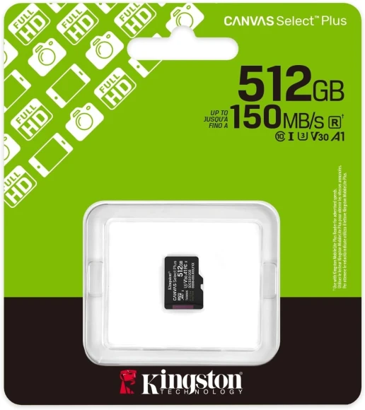 Флеш карта microSDXC 512GB Kingston SDCS3/512GBSP Canvas Select Plus V30 A1 w/o adapter Флеш карта microSDXC 512GB Kingston SDCS3/512GBSP Canvas Select Plus V30 A1 w/o adapter