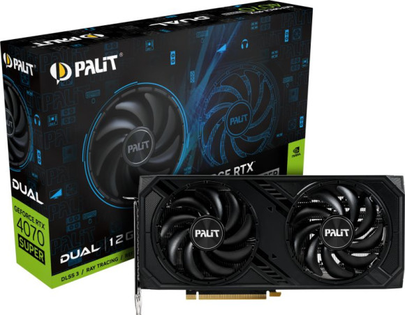 Видеокарта Palit PCI-E 4.0 RTX4070 SUPER DUAL NVIDIA GeForce RTX 4070 Super 12Gb 192bit GDDR6X 1980/10500 HDMIx1 DPx3 HDCP Ret