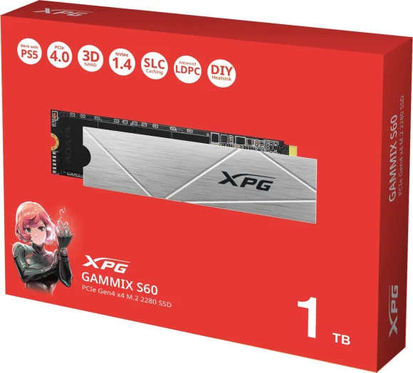Накопитель SSD A-Data PCIe 4.0 x4 1TB AGAMMIXS60-1T-CS Gammix S60 XPG M.2 2280 Накопитель SSD A-Data PCIe 4.0 x4 1TB AGAMMIXS60-1T-CS Gammix S60 XPG M.2 2280