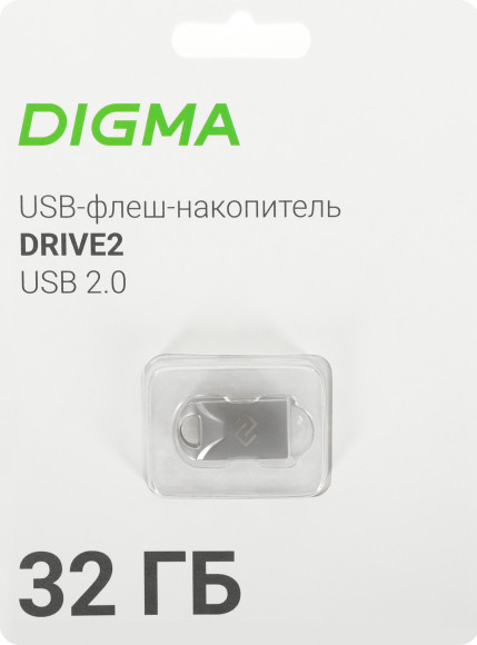 Флеш Диск Digma 32Gb DRIVE2 DGFUM032A20SR USB2.0 серебристый