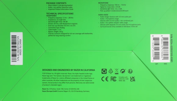 Наушники с микрофоном Razer Kraken X Lite черный 1.3м мониторные оголовье (RZ04-02950100-R381)