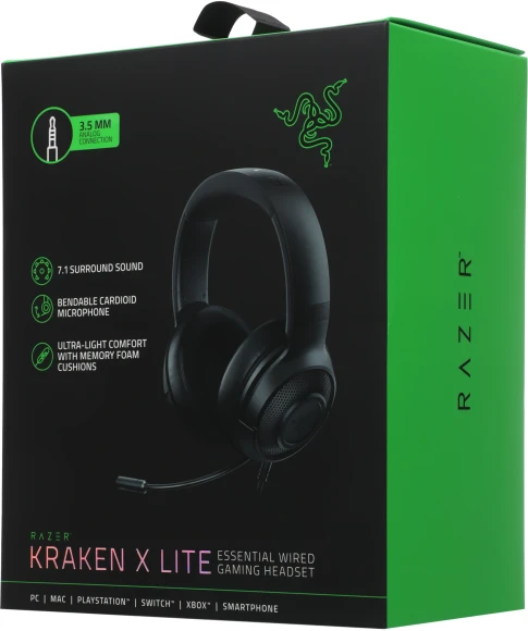 Наушники с микрофоном Razer Kraken X Lite черный 1.3м мониторные оголовье (RZ04-02950100-R381)
