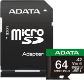 Флеш карта microSDXC 128GB A-Data UD128GUI3V30A2SP-RA1 Speed Plus V30 A2 + adapter