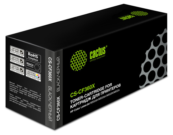 Картридж лазерный Cactus CS-CF360X CF360X черный (12500стр.) для HP CLJ M552dn/M553dn/M553N/M553x Картридж лазерный Cactus CS-CF360X CF360X черный (12500стр.) для HP CLJ M552dn/M553dn/M553N/M553x