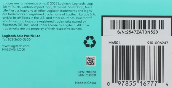 Мышь Logitech M650 Large графитовый оптическая 4000dpi silent беспров. BT/Radio USB 5but (910-006247)