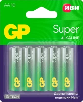 Батарея GP Super Alkaline 15A/IVI-2CR10 AA (10шт) блистер Батарея GP Super Alkaline 15A/IVI-2CR10 AA (10шт) блистер