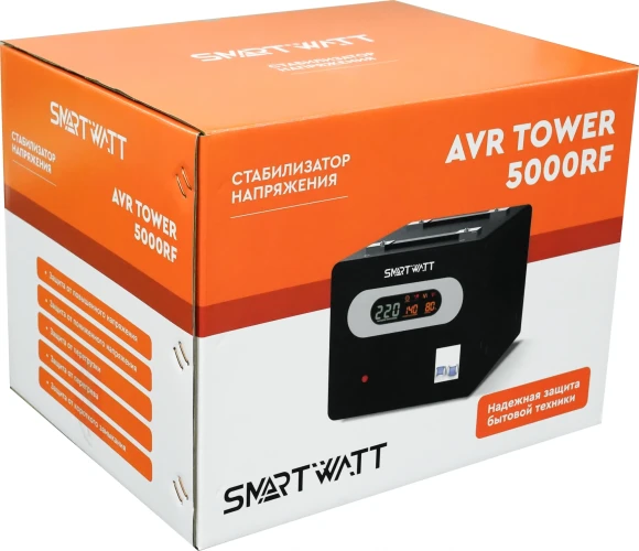 Стабилизатор напряжения Smartwatt AVR Tower 5000RF 5000ВА черный Стабилизатор напряжения Smartwatt AVR Tower 5000RF 5000ВА черный