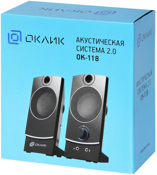 Колонки Оклик OK-118 2.0 черный 4Вт