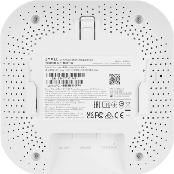 Точка доступа Zyxel NebulaFlex NWA90AX Pro (NWA90AXPRO-EU0102F) AX3000 10/100/1000/2500BASE-T белый Точка доступа Zyxel NebulaFlex NWA90AX Pro (NWA90AXPRO-EU0102F) AX3000 10/100/1000/2500BASE-T белый