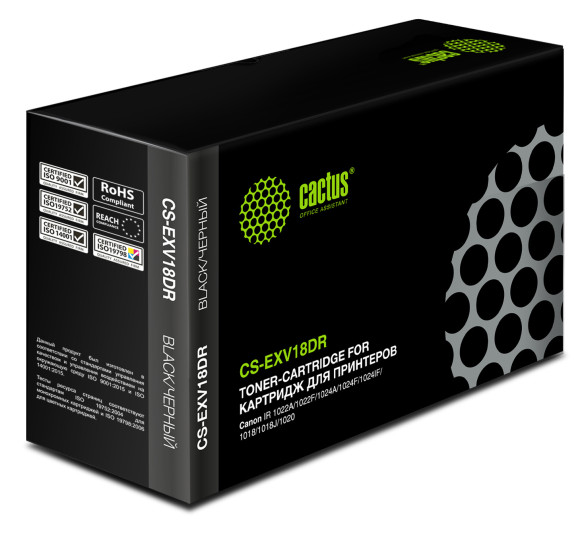 Блок фотобарабана Cactus CS-EXV18DR C-EXV18 Drum черный ч/б:26900стр. для IR 1022A/1022F/1024A/1024F/1024IF/1018/1018J/1020/1019J/1023/1025 Canon Блок фотобарабана Cactus CS-EXV18DR C-EXV18 Drum черный ч/б:26900стр. для IR 1022A/1022F/1024A/1024F/1024IF/1018/1018J/1020/1019J/1023/1025 Canon