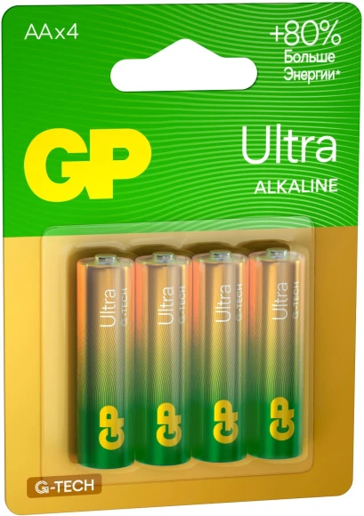 Батарея GP Ultra Alkaline 15AUA21-2CRSBC4 AA (4шт) блистер Батарея GP Ultra Alkaline 15AUA21-2CRSBC4 AA (4шт) блистер