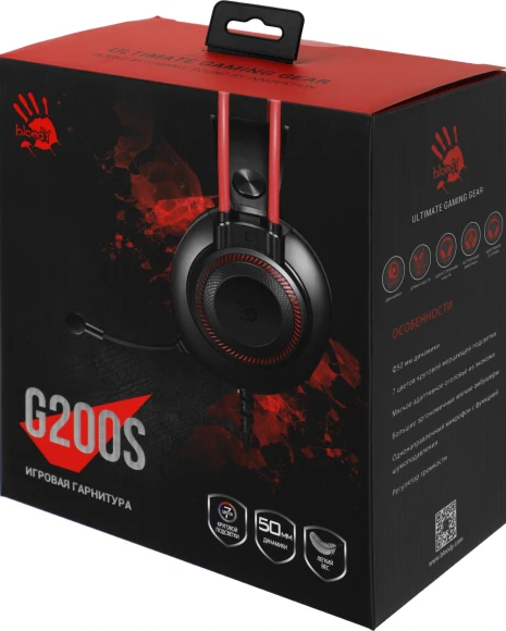 Наушники с микрофоном A4Tech Bloody G200S черный/красный 2м мониторные USB оголовье (G200S USB/ BLACK +RED) Наушники с микрофоном A4Tech Bloody G200S черный/красный 2м мониторные USB оголовье (G200S USB/ BLACK +RED)