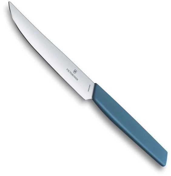 Нож кухонный Victorinox Swiss Modern (6.9006.122) стальной столовый для стейка лезв.120мм прямая заточка синий Нож кухонный Victorinox Swiss Modern (6.9006.122) стальной столовый для стейка лезв.120мм прямая заточка синий