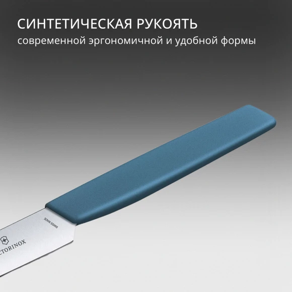 Нож кухонный Victorinox Swiss Modern (6.9006.122) стальной столовый для стейка лезв.120мм прямая заточка синий Нож кухонный Victorinox Swiss Modern (6.9006.122) стальной столовый для стейка лезв.120мм прямая заточка синий