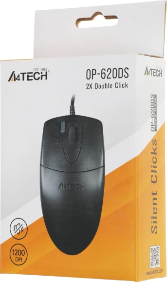 Мышь A4Tech OP-620DS черный оптическая 1200dpi silent USB 3but