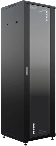 Шкаф коммутационный NTSS Премиум (NTSS-R42U6060GS-BL) напольный 42U 600x600мм пер.дв.стекл металл 900кг черный 510мм 86кг 1987мм IP20 сталь