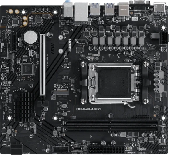 Материнская плата MSI PRO A620AM-B EVO Socket AM5 AMD A620A 2xDDR5 mATX AC`97 8ch(7.1) 2.5Gg RAID+VGA+HDMI
