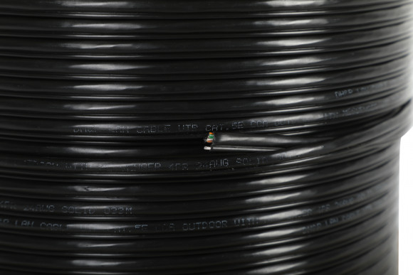 Кабель сетевой Ningbo 1Гбит/с UTP 4 пары cat.5E solid 0.5мм CCA molded 305м серый outdoor стальной трос