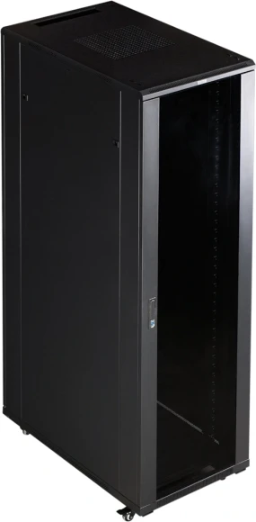 Шкаф серверный Lanmaster (TWT-CBB-32U-6X6-G1) напольный 32U 600x600мм пер.дв.стекл металл 2 бок.пан. 800кг черный 526мм 64.5кг 1610мм IP20 металл