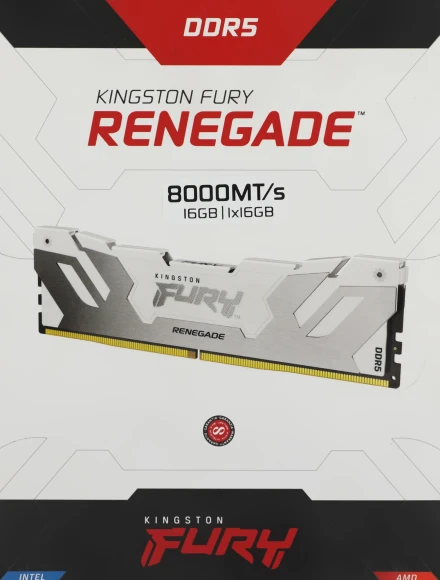 Память DDR5 16GB 8000MHz Kingston KF580C38RW-16 Fury Renegade RTL Gaming PC5-64000 CL38 DIMM 288-pin 1.45В single rank с радиатором Ret