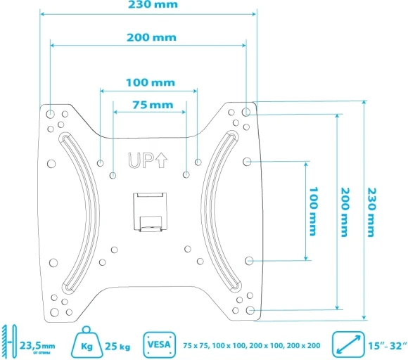 Кронштейн для телевизора Kromax OPTIMA-200 черный 15"-42" макс.25кг настенный фиксированный