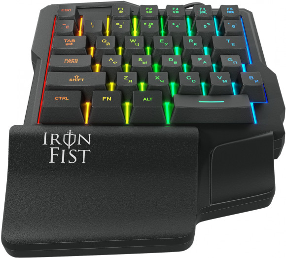 Игровой блок Оклик 701G IRON FIST черный USB for gamer LED (подставка для запястий) (1196590)