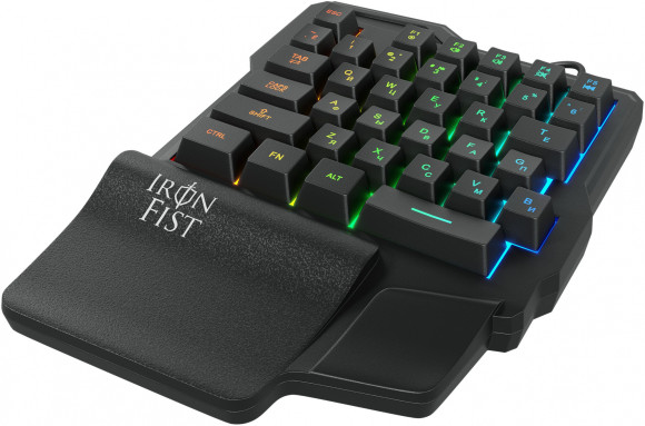 Игровой блок Оклик 701G IRON FIST черный USB for gamer LED (подставка для запястий) (1196590)