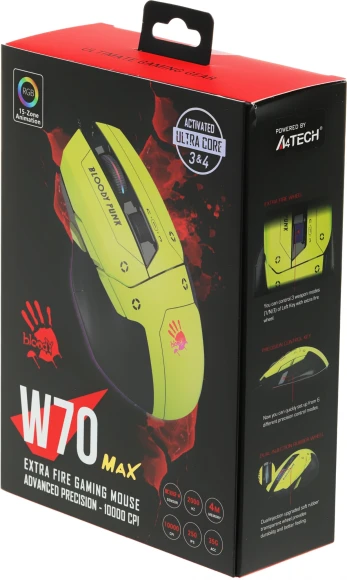 Мышь A4Tech Bloody W70 Max Punk желтый/черный оптическая 10000dpi USB 11but Мышь A4Tech Bloody W70 Max Punk желтый/черный оптическая 10000dpi USB 11but