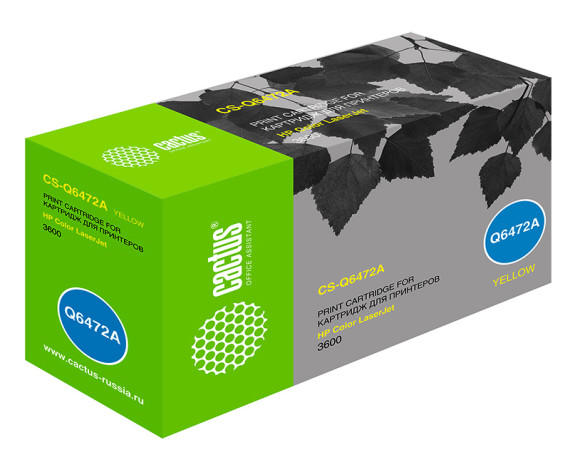 Картридж лазерный Cactus CS-Q6472A Q6472A желтый (4000стр.) для HP CLJ CP3505/3600/3800