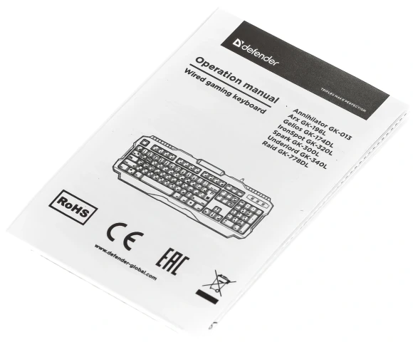 Клавиатура Defender GK-778DL черный USB slim for gamer LED (45778) кабель 1.5м