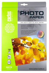 Фотобумага Cactus CS-MA312050 A3/120г/м2/50л./белый матовое для струйной печати Фотобумага Cactus CS-MA312050 A3/120г/м2/50л./белый матовое для струйной печати