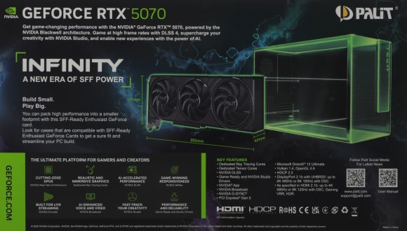 Видеокарта Palit PCI-E 5.0 PA-RTX5070 Infinity 3 NVIDIA GeForce RTX 5070 12Gb 192bit GDDR7 2325/28000 HDMIx1 DPx3 HDCP Ret