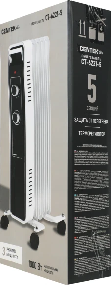 Радиатор масляный Centek CT-6221-5 1000Вт белый Радиатор масляный Centek CT-6221-5 1000Вт белый