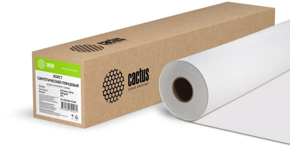Холст Cactus CS-GC260-61030 24"(A1) 610мм-30м/260г/м2/белый глянцевое синтетика для струйной печати втулка:50.8мм (2")