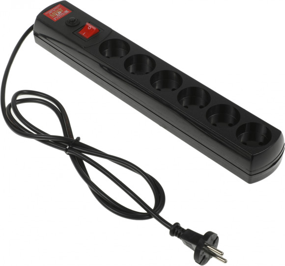 Сетевой фильтр Most LR 1.7м (6 розеток) черный (коробка)
