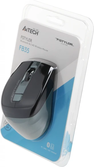 Мышь A4Tech Fstyler FB35 зеленый/черный оптическая 2000dpi беспров. BT/Radio USB для ноутбука 6but (FB35 MIDLIGHT GREEN) Мышь A4Tech Fstyler FB35 зеленый/черный оптическая 2000dpi беспров. BT/Radio USB для ноутбука 6but (FB35 MIDLIGHT GREEN)