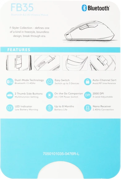 Мышь A4Tech Fstyler FB35 зеленый/черный оптическая 2000dpi беспров. BT/Radio USB для ноутбука 6but (FB35 MIDLIGHT GREEN) Мышь A4Tech Fstyler FB35 зеленый/черный оптическая 2000dpi беспров. BT/Radio USB для ноутбука 6but (FB35 MIDLIGHT GREEN)