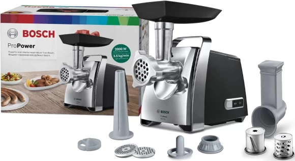 Мясорубка Bosch MFW67440 2000Вт черный/серебристый