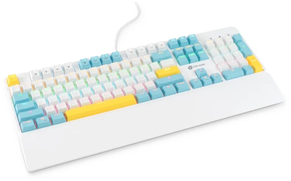 Клавиатура Оклик K951X механическая белый USB Multimedia for gamer LED (подставка для запястий) (1901079) кабель 1.8м