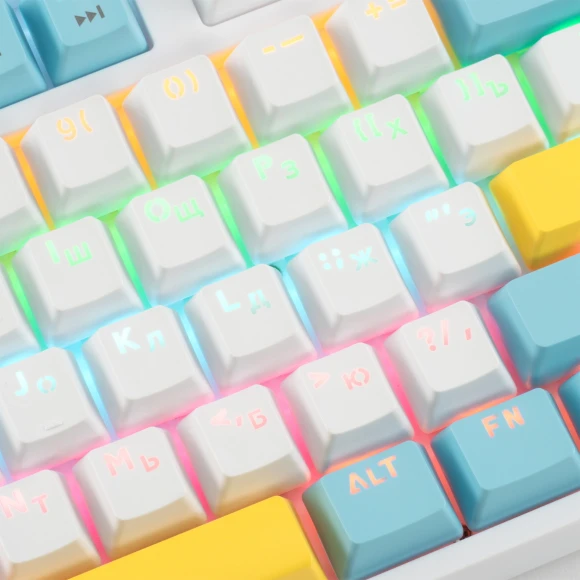 Клавиатура Оклик K951X механическая белый USB Multimedia for gamer LED (подставка для запястий) (1901079) кабель 1.8м