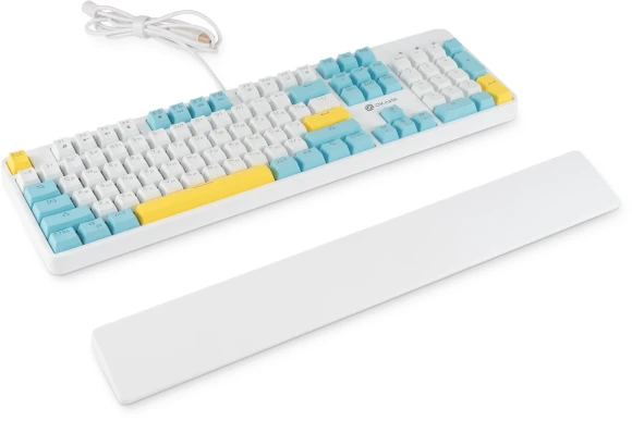 Клавиатура Оклик K951X механическая белый USB Multimedia for gamer LED (подставка для запястий) (1901079) кабель 1.8м