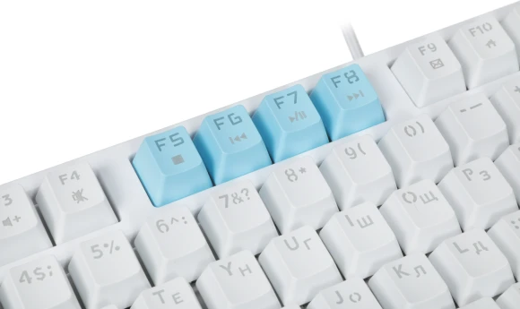 Клавиатура Оклик K951X механическая белый USB Multimedia for gamer LED (подставка для запястий) (1901079) кабель 1.8м