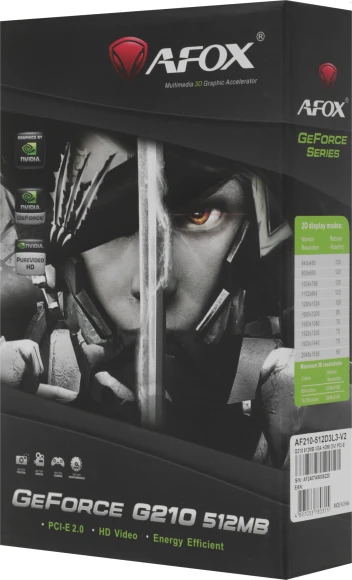 Видеокарта Afox PCI-E 2.0 AF210-512D3L3-V2 NVIDIA G210 512Mb 64bit DDR3 550/1600 DVIx1 HDMIx1 CRTx1 HDCP Ret low profile