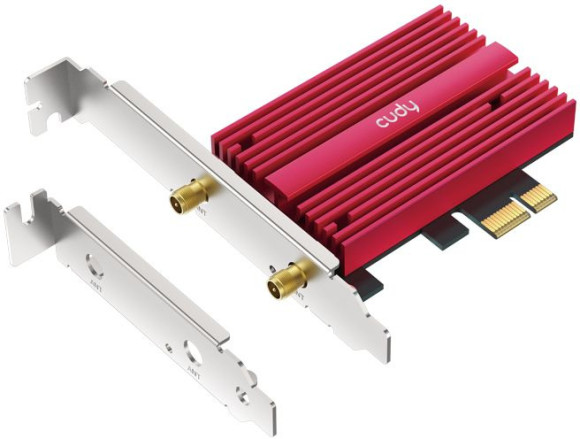 Сетевой адаптер Wi-Fi + Bluetooth Cudy WE4000 АХ5400 PCI Express (ант.внеш.съем) 1ант. Сетевой адаптер Wi-Fi + Bluetooth Cudy WE4000 АХ5400 PCI Express (ант.внеш.съем) 1ант.