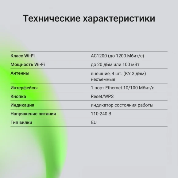 Повторитель беспроводного сигнала Digma D-WR400 AC1200 10/100BASE-TX/Wi-Fi белый Повторитель беспроводного сигнала Digma D-WR400 AC1200 10/100BASE-TX/Wi-Fi белый